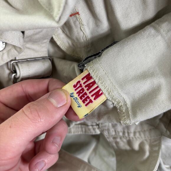 Vintage Disney Mickey Mouse Overalls Embroidered Main Street Disney 5T Tan Khaki - Picture 9 of 10
